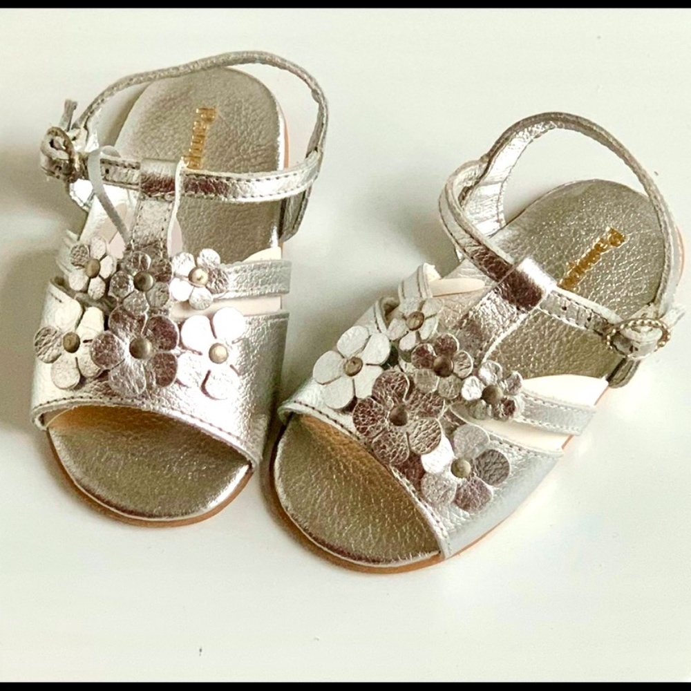 Pampili Toddler Flower Sandals Silver SIZE 18 M EU/ 2 M US Baby
